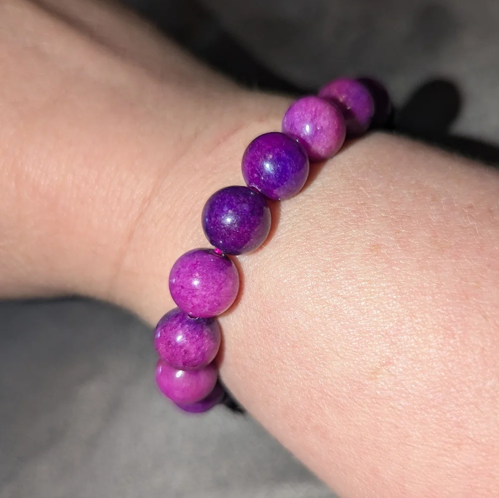 10mm Pink-Purple Agate Bracelet - Picture 2 of 4